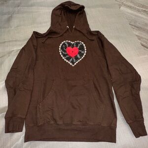 Sabrina Carpenter Brown Heart-Embroidered Teddy Jacket